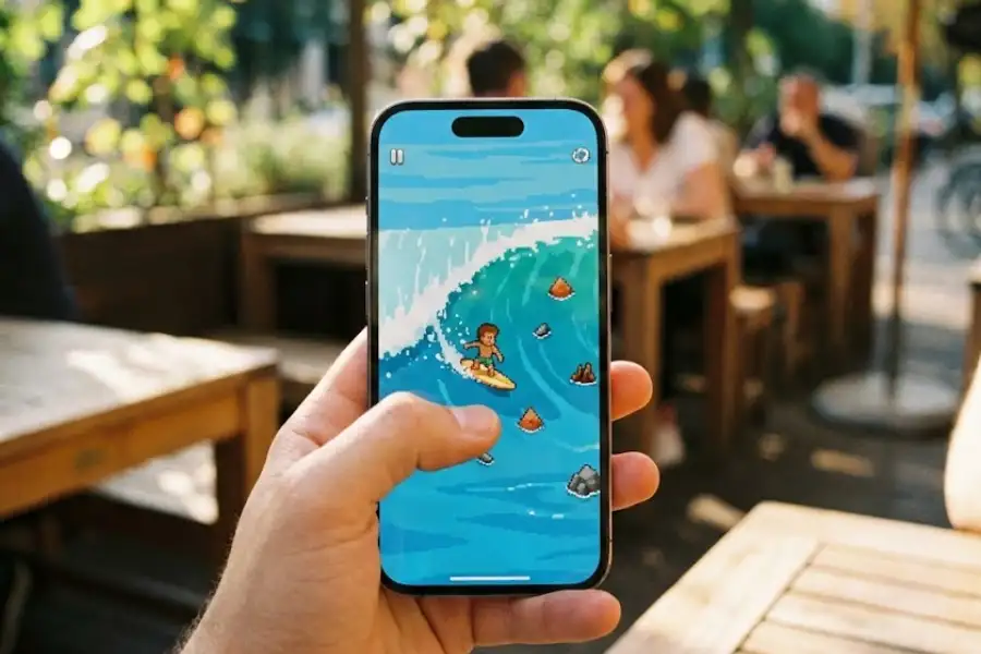 Playing the Edge Surf game on a smartphone using Microsoft Edge mobile app