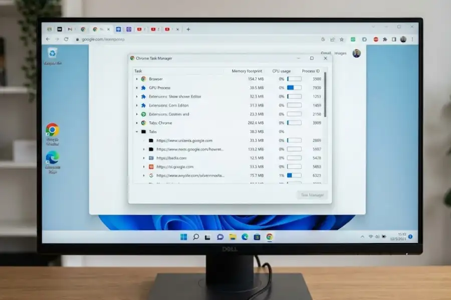 Chrome Task Manager Shortcut: Open It in 2 Seconds (All Devices) 1 Chrome Task Manager open on a Windows desktop showing running tabs and memory usage