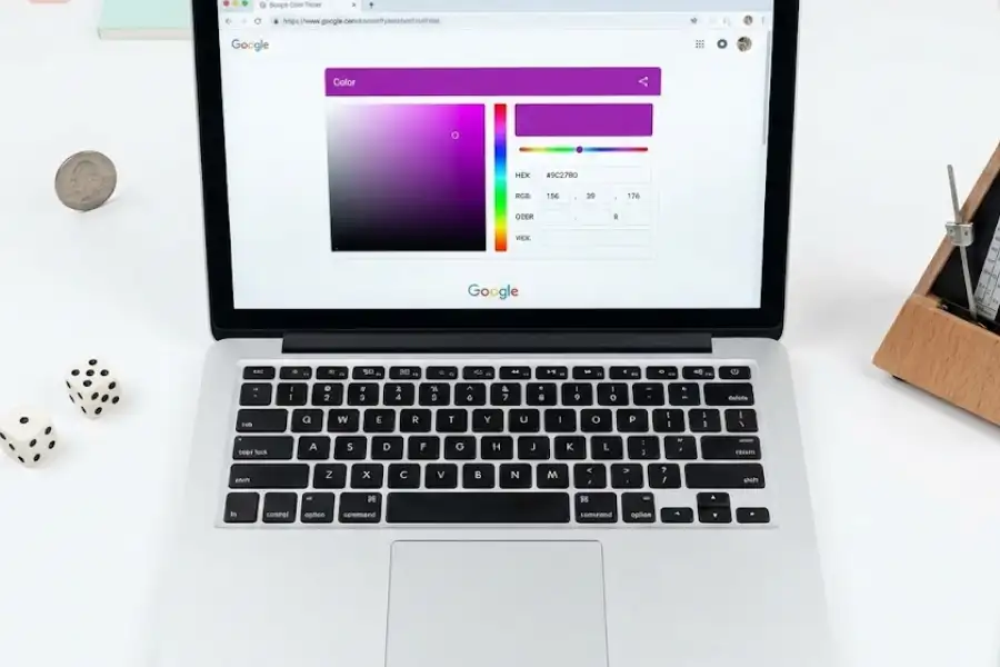 Google color picker tool and dice roller open inside a browser search results page