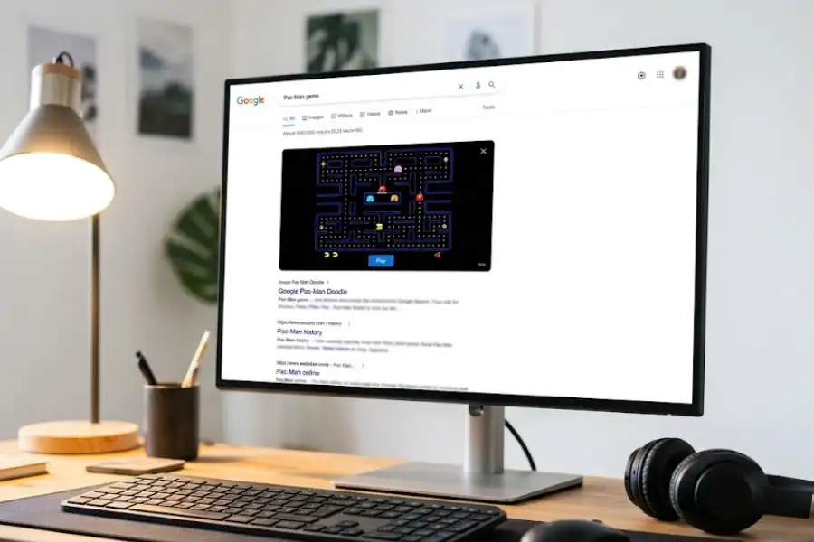 Chrome Easter Eggs: 25+ Hidden Games, Tricks, and Secrets You Need to Try 3 Google Search results page showing a hidden interactive game being played in the browser