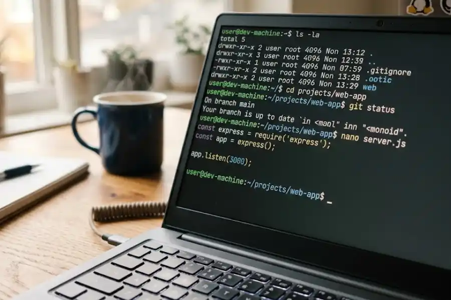 Linux command line shortcuts being used on a terminal screen