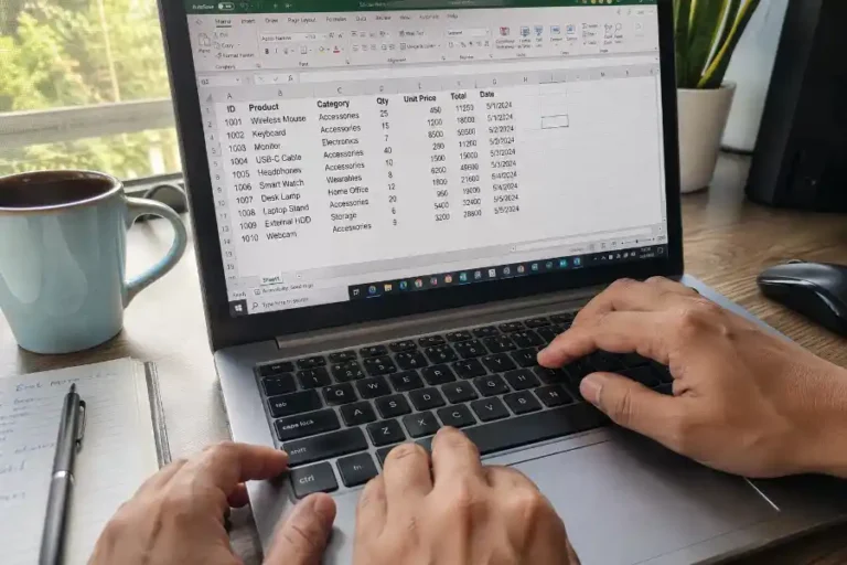 Shortcut Key for Inserting a Row in Excel (Windows & Mac) 1 Person using the shortcut key for inserting a row in Excel on a laptop keyboard