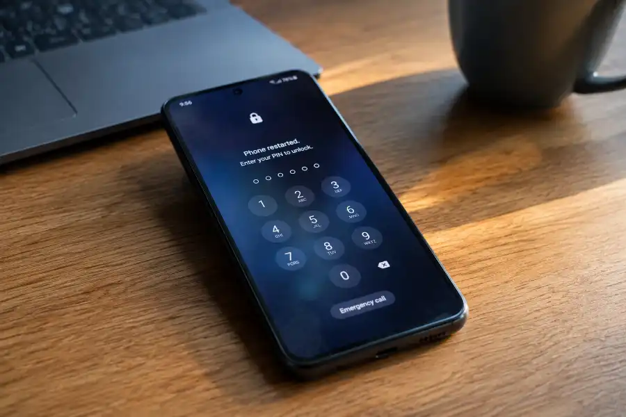 Android Automatic Reboot Security Feature: How It Protects You 1 Android phone screen showing PIN lock prompt after automatic security reboot
