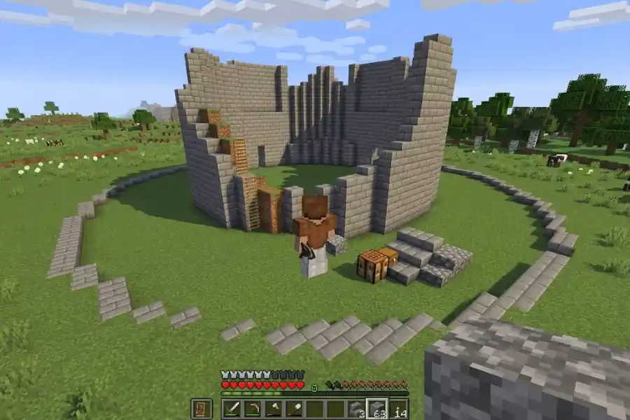 Minecraft circle calculator block layout for a round tower build