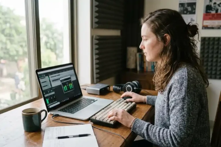 Person using Pro Tools Essentials keyboard shortcuts on a Windows laptop