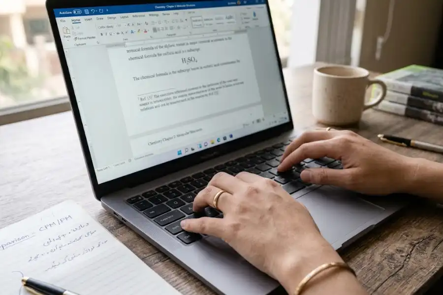 Keyboard Shortcut for Subscript and Superscript in Word (Windows and Mac) 3 Person using a keyboard shortcut for subscript and superscript in Microsoft Word